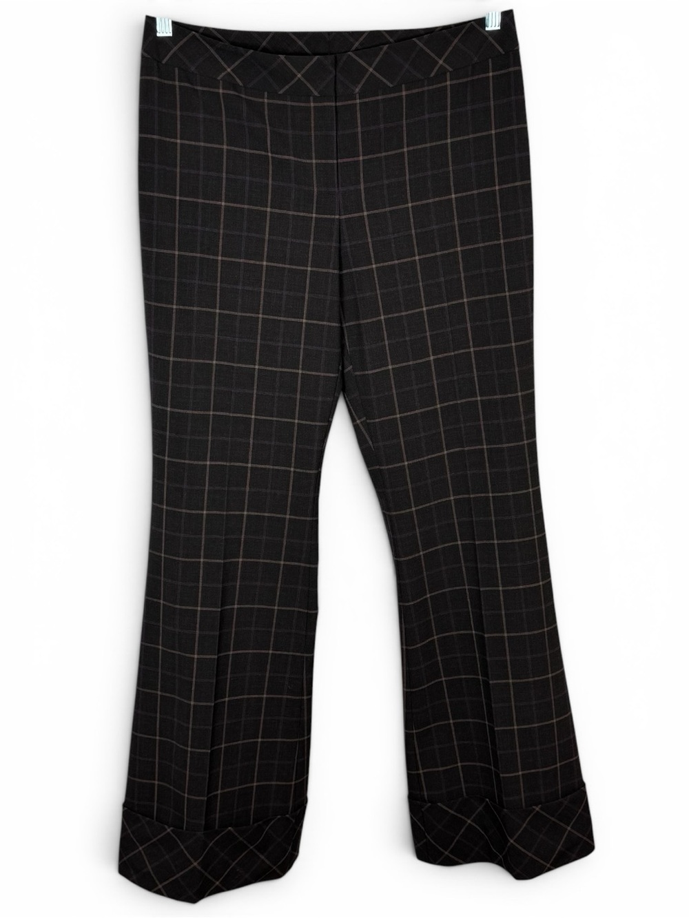 Classiques Entier Brown Purple Tan Windowpane Boot Cut Pants Career Slacks